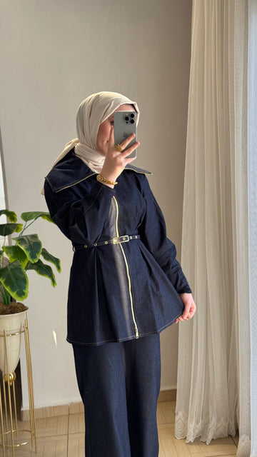 Denim ikili takım mavi