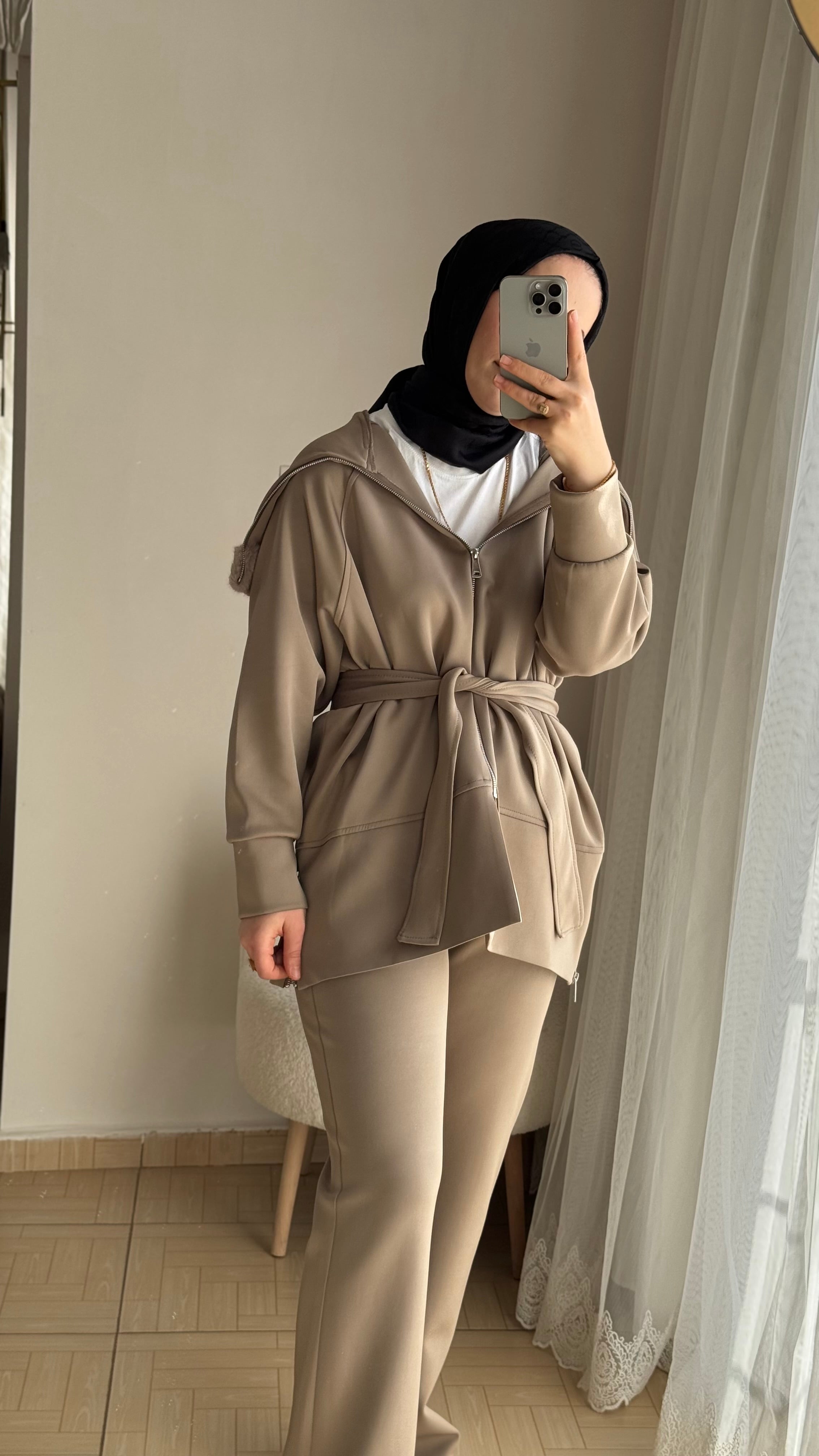 Kürk detaylı scuba ikili takım