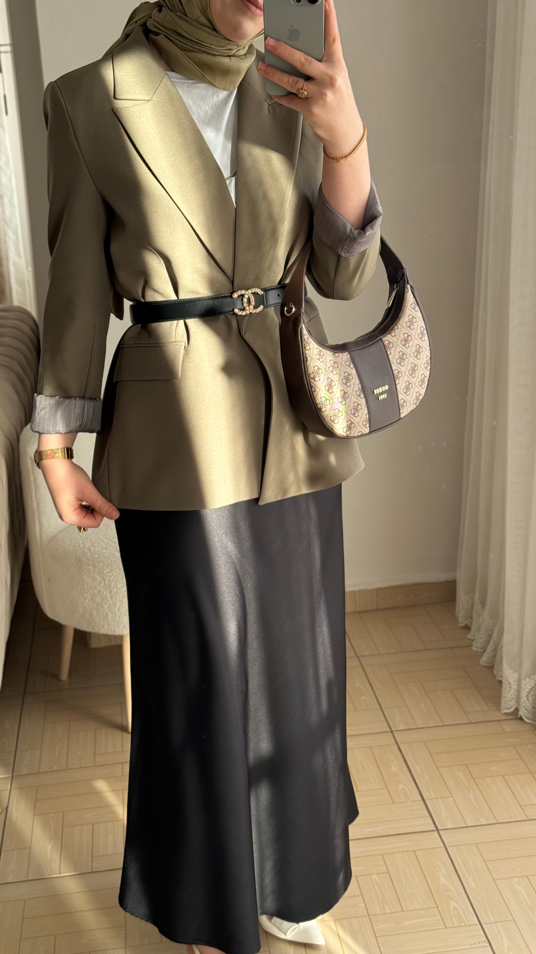 İthal kumaş bleazer ceket yeşil