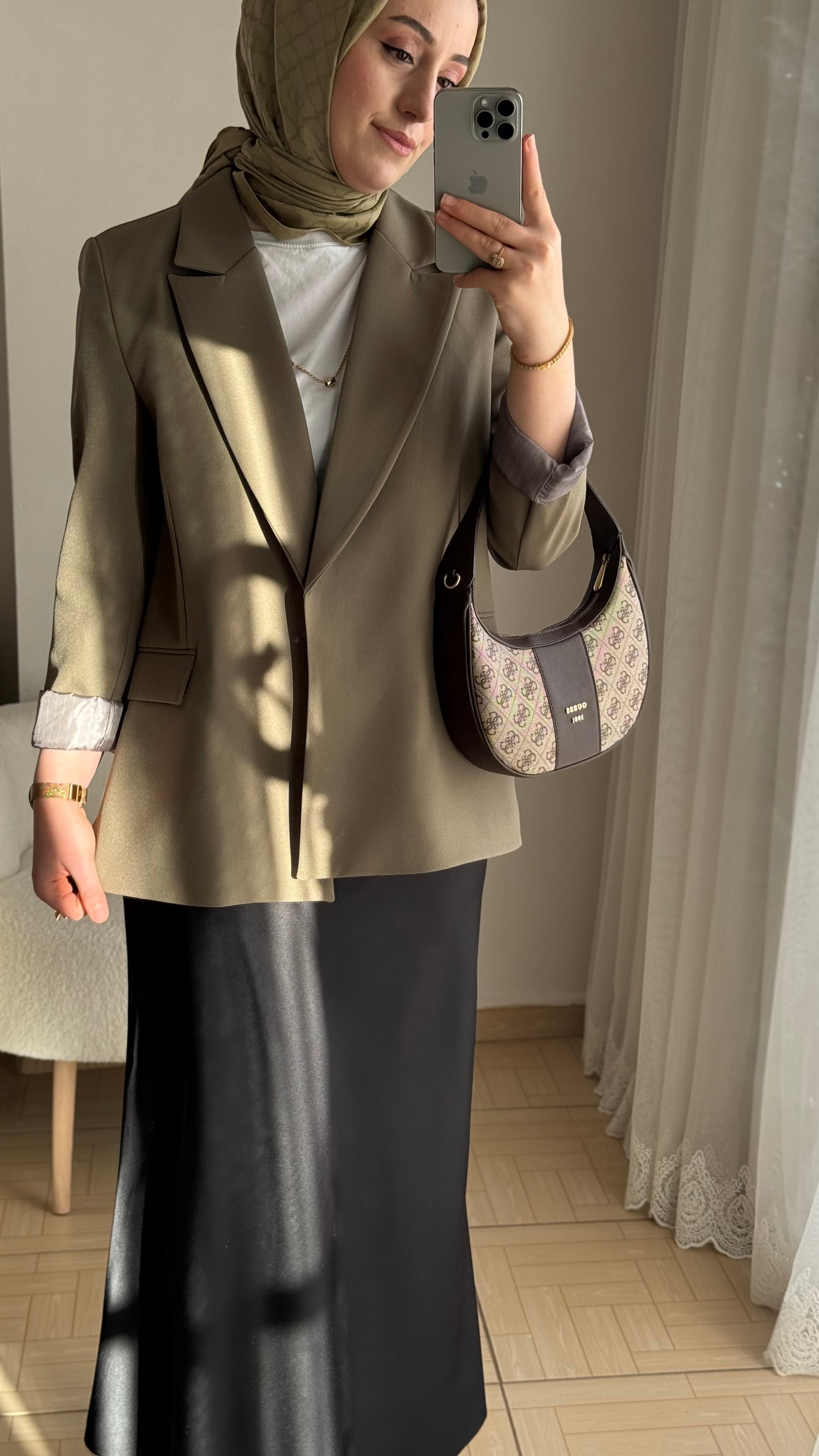 İthal kumaş bleazer ceket yeşil