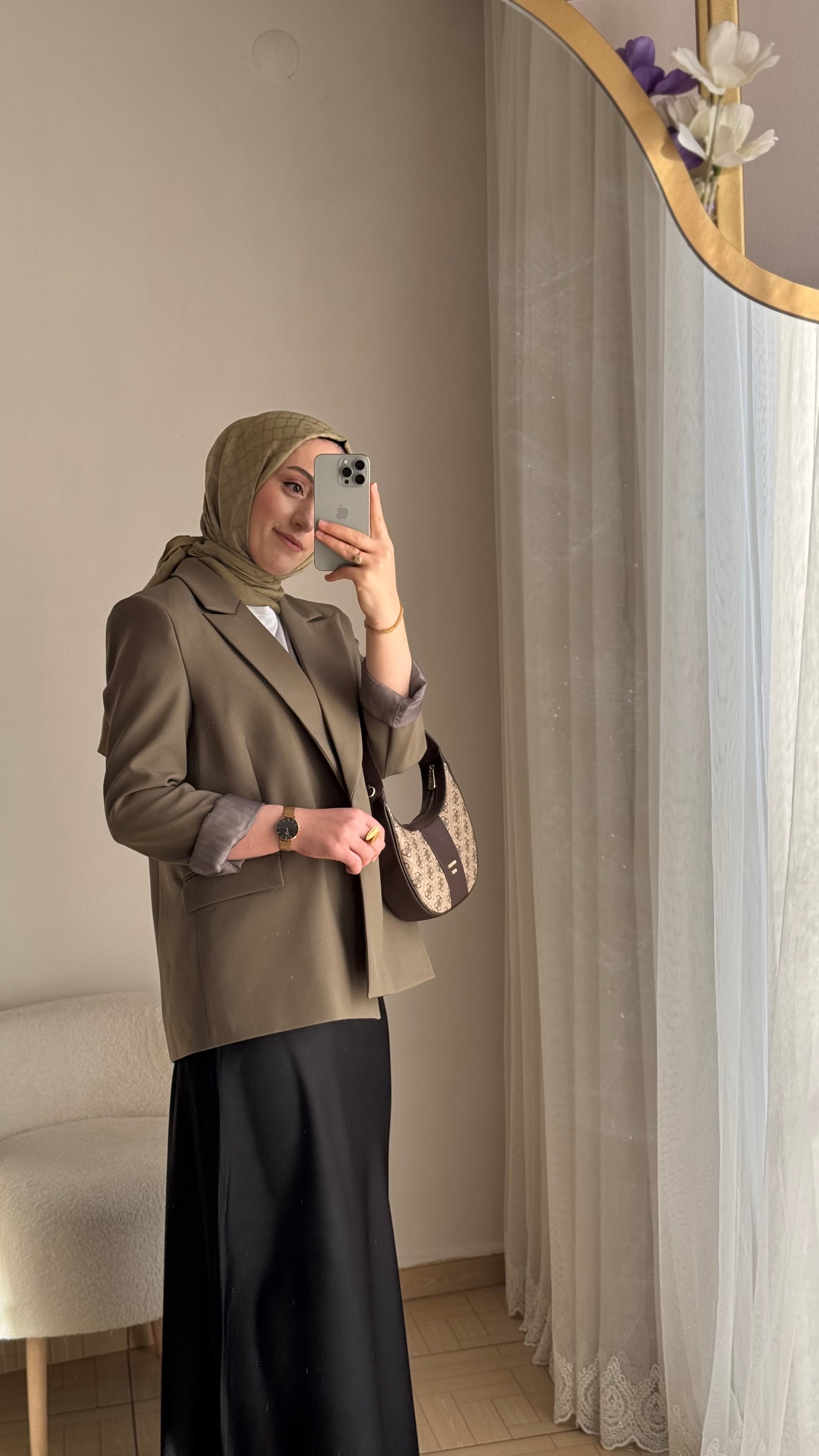 İthal kumaş bleazer ceket yeşil