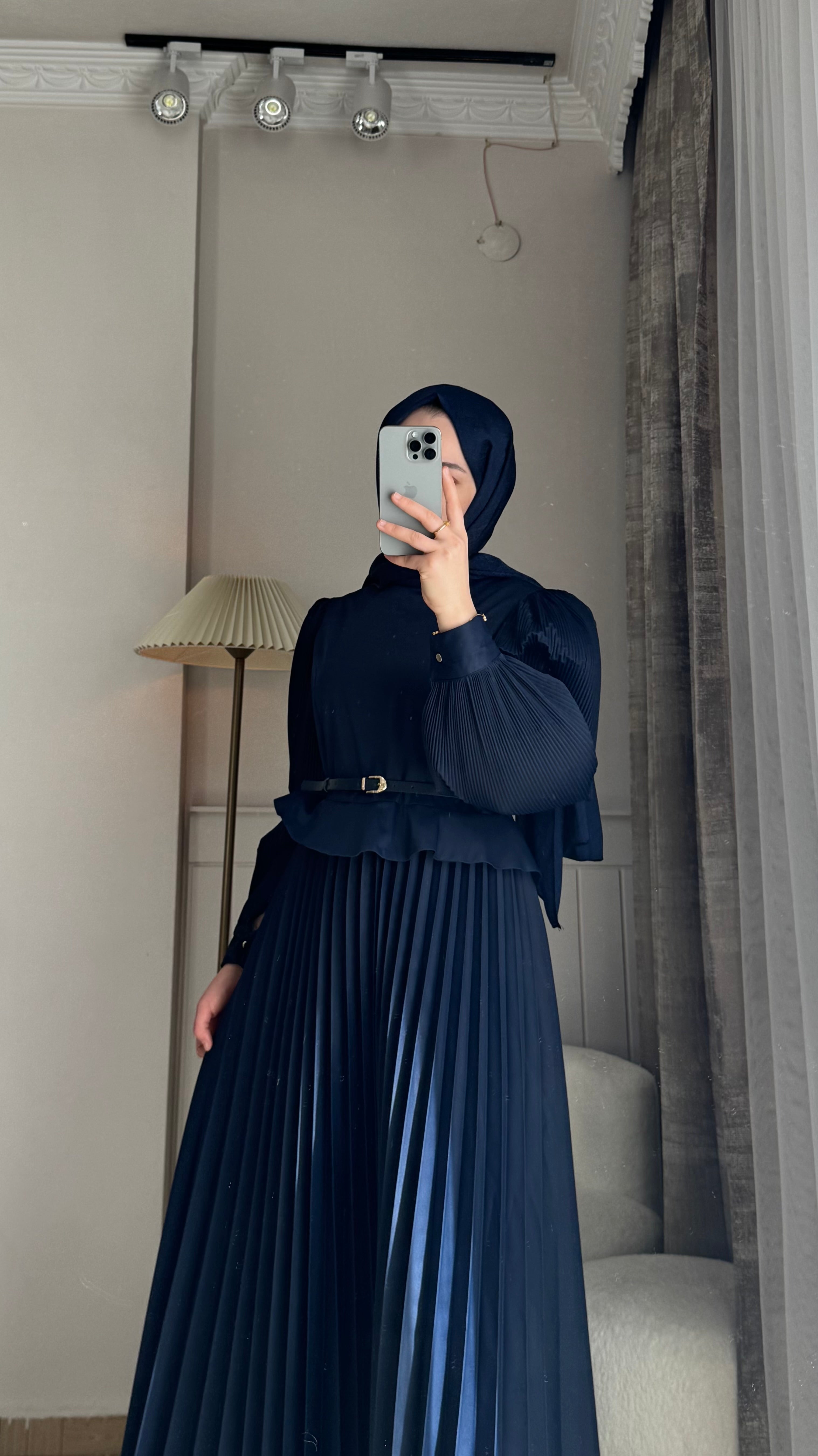 Şifon krep piliseli elbise