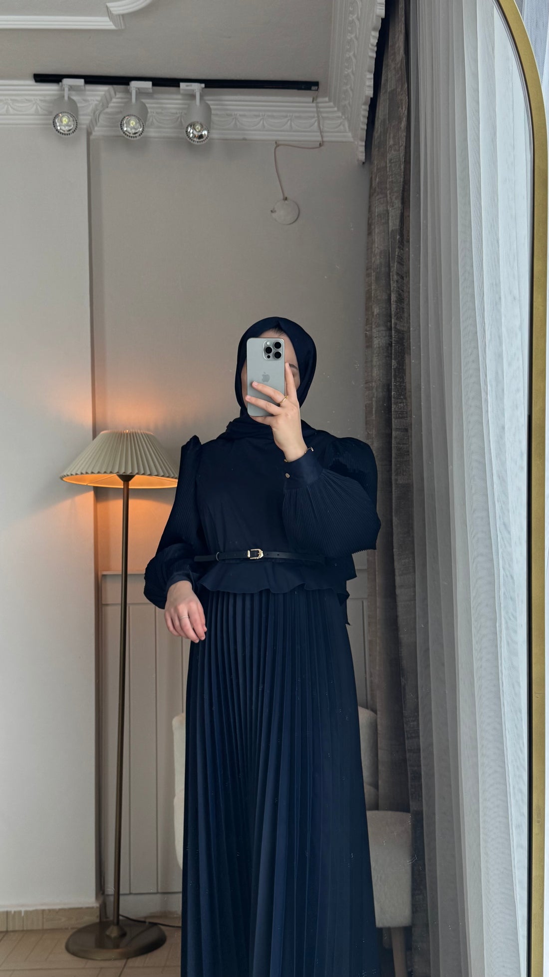 Şifon krep piliseli elbise