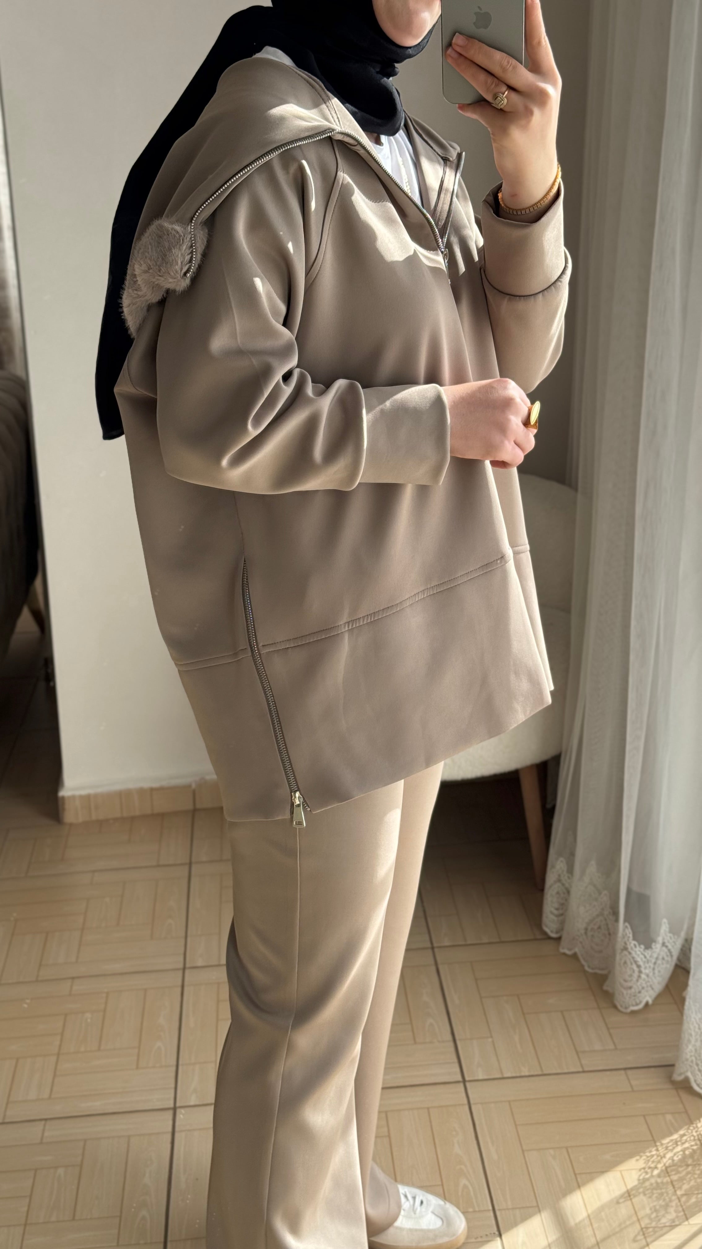 Kürk detaylı scuba ikili takım