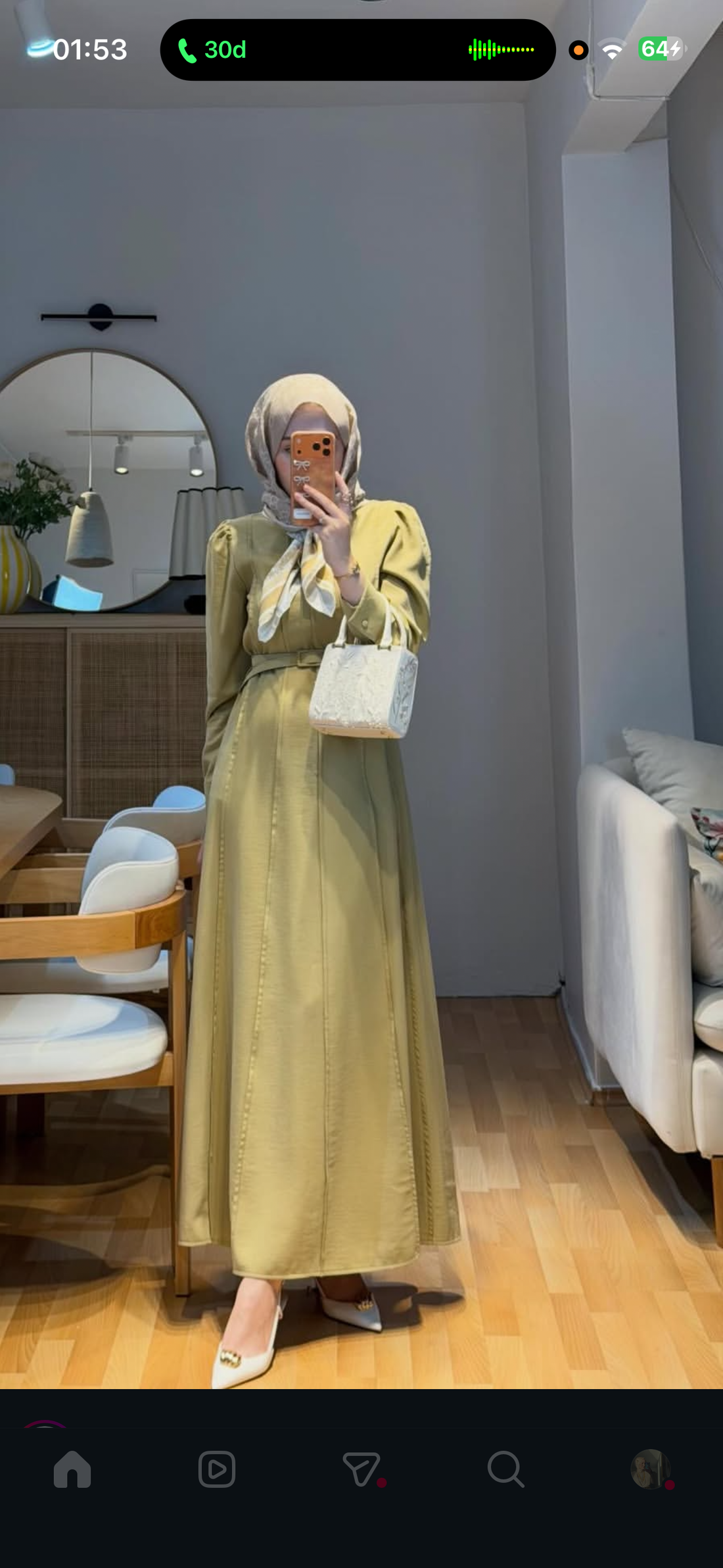 Çizgili elbise yeşil