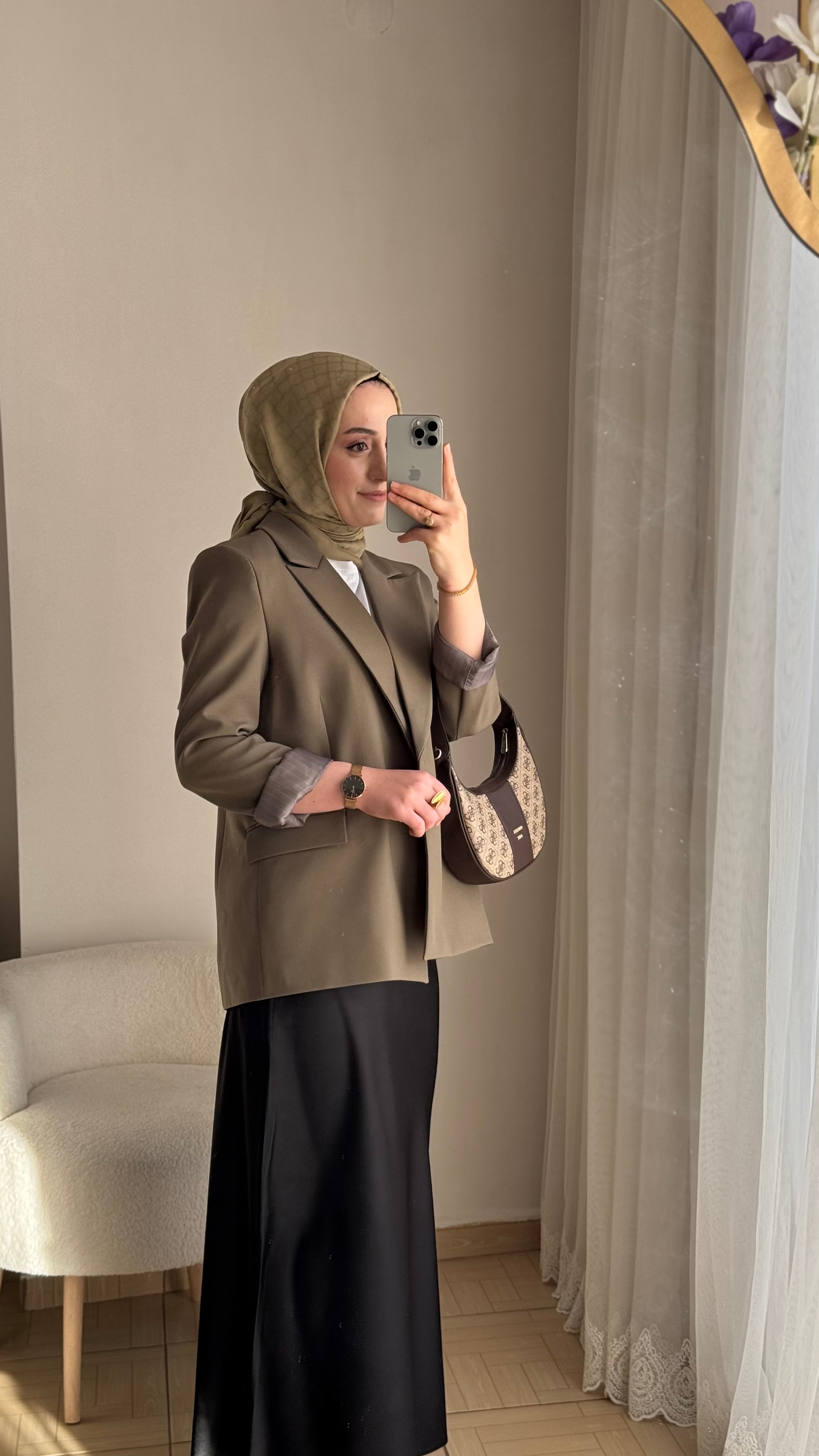 İthal kumaş bleazer ceket yeşil