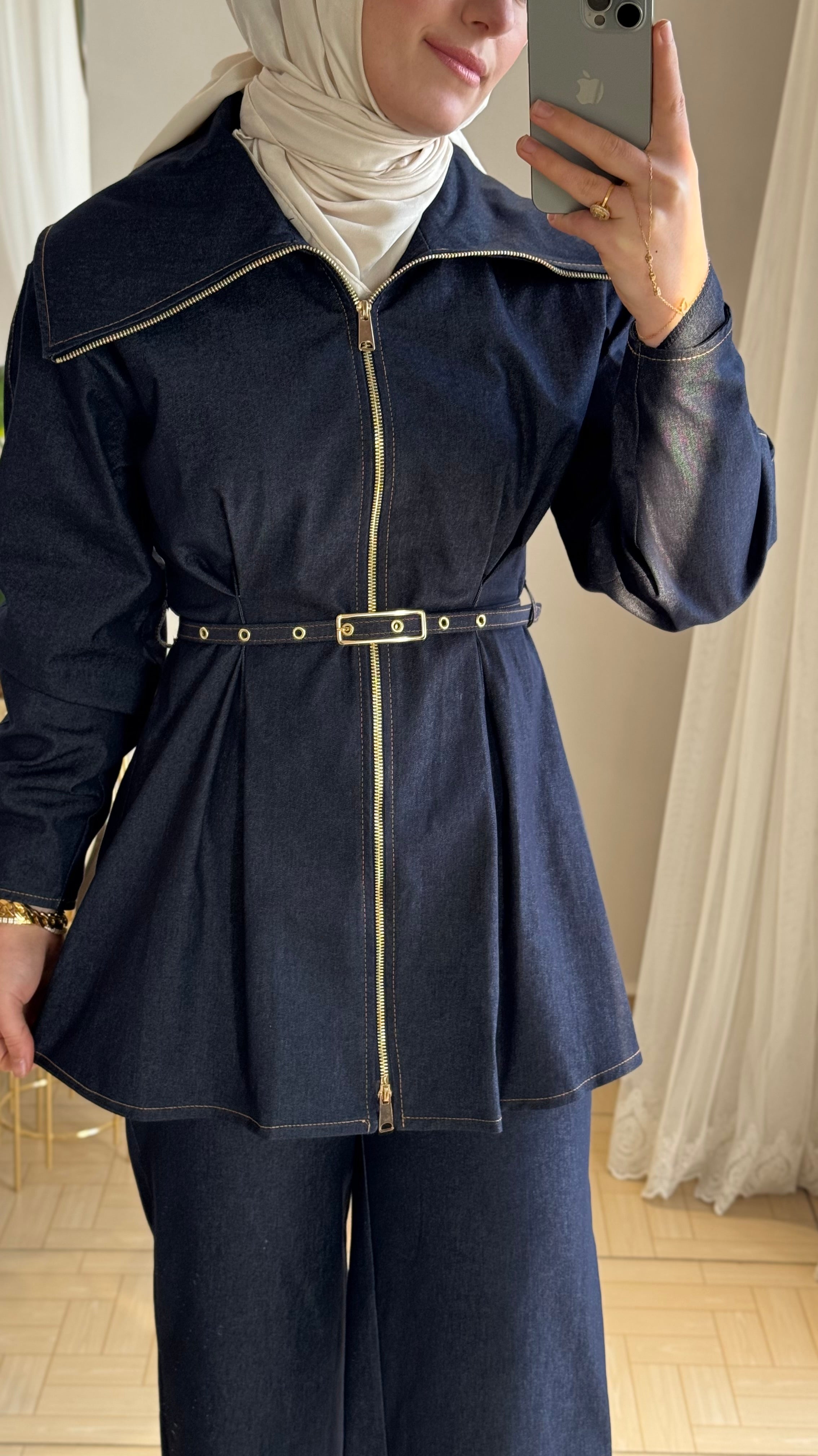 Denim ikili takım mavi