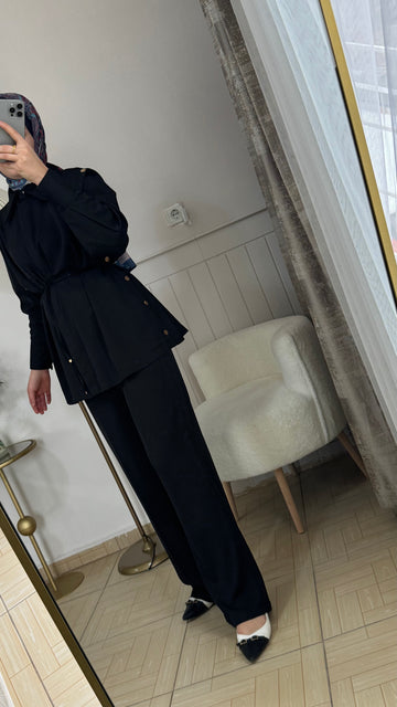 Şifon krep ikili takım siyah