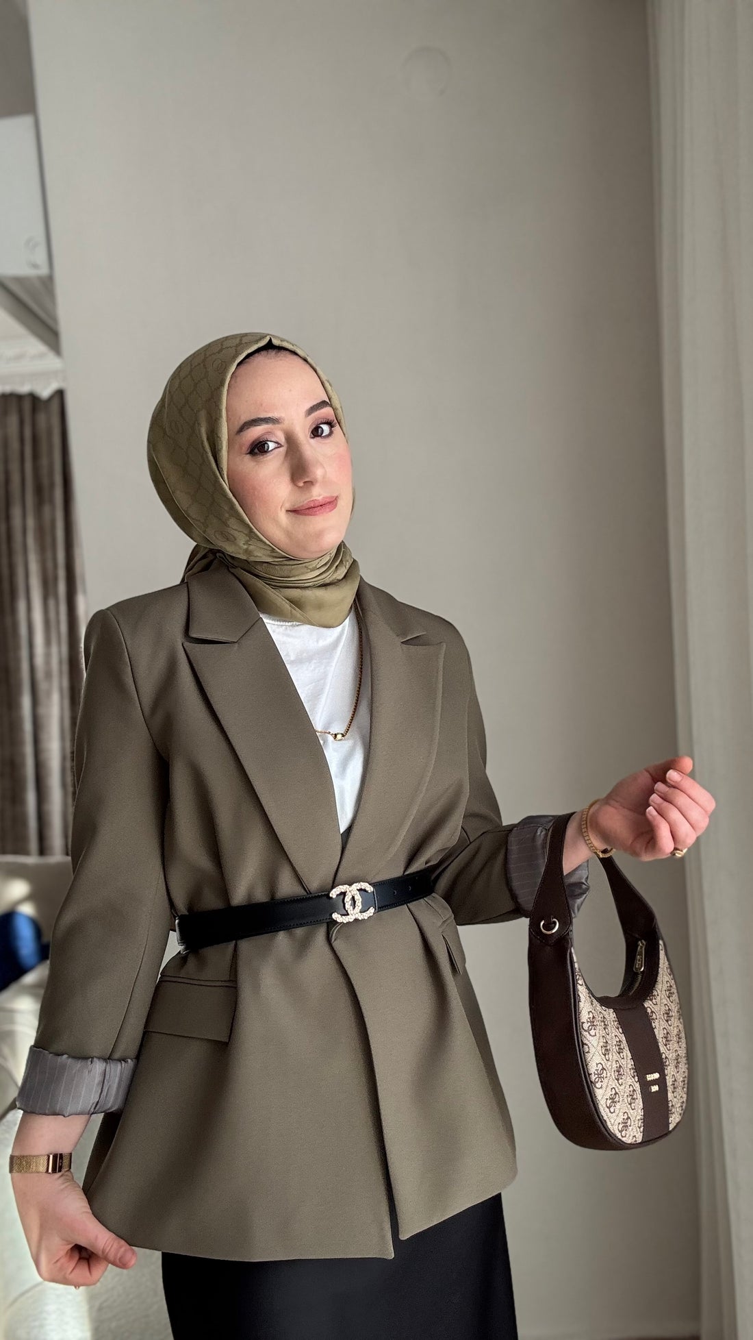 İthal kumaş bleazer ceket yeşil