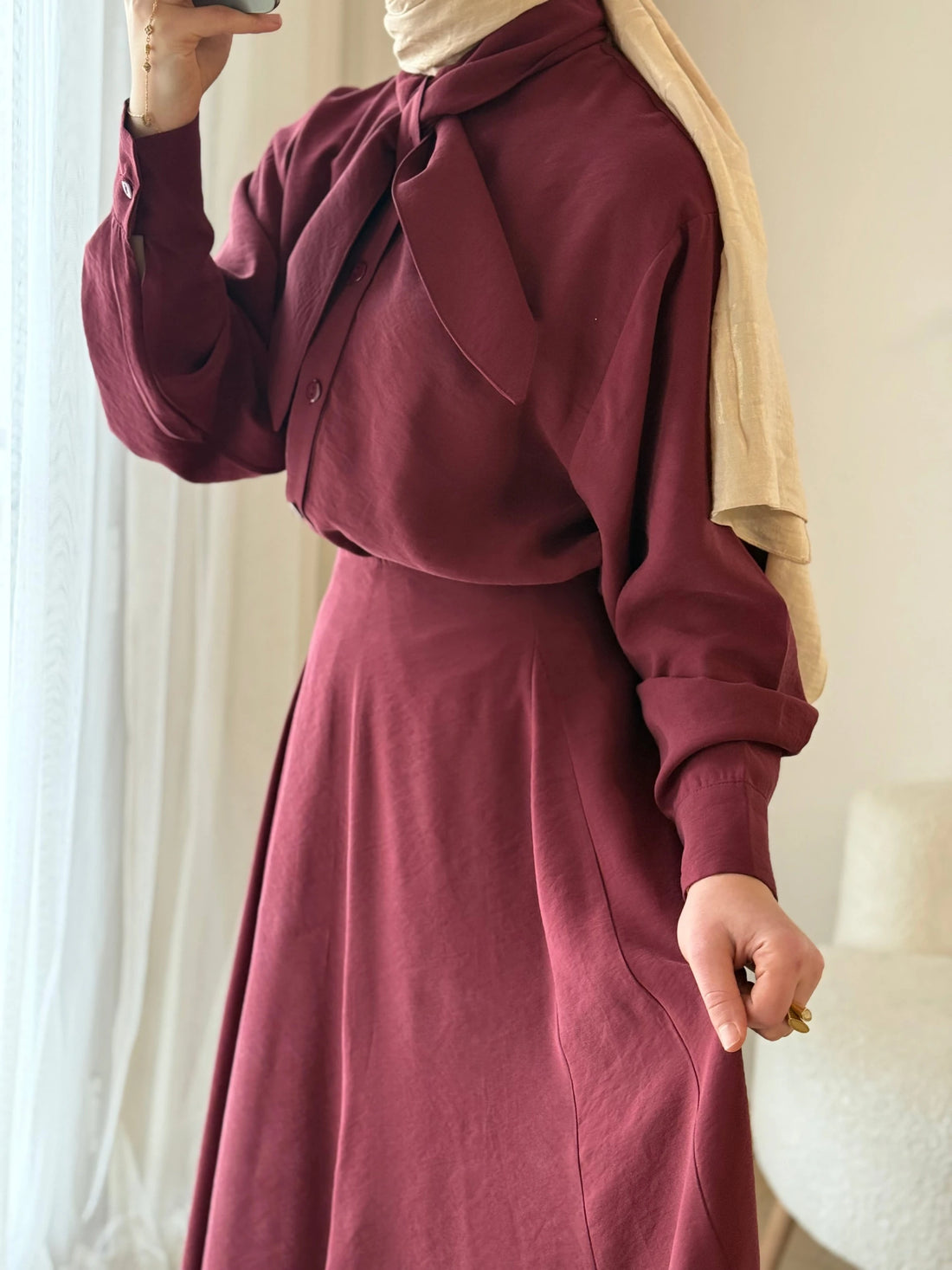 Lina Şal Yaka Takım – Bordo