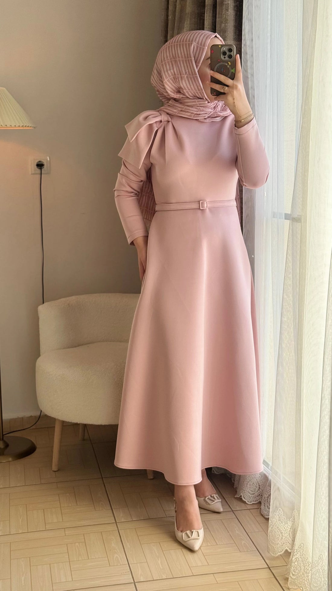 Scuba elbise pembe