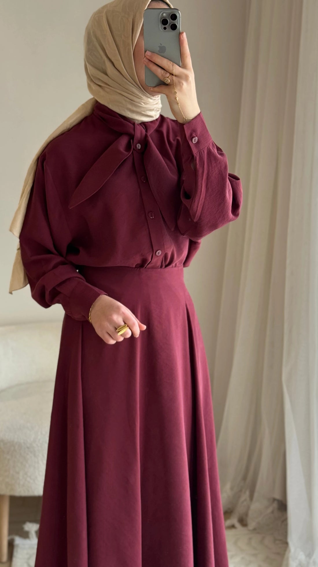 Lina Şal Yaka Takım – Bordo