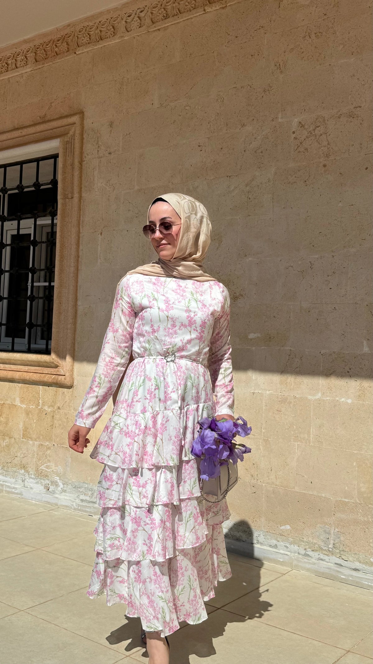 Luna kat kat elbise pembe