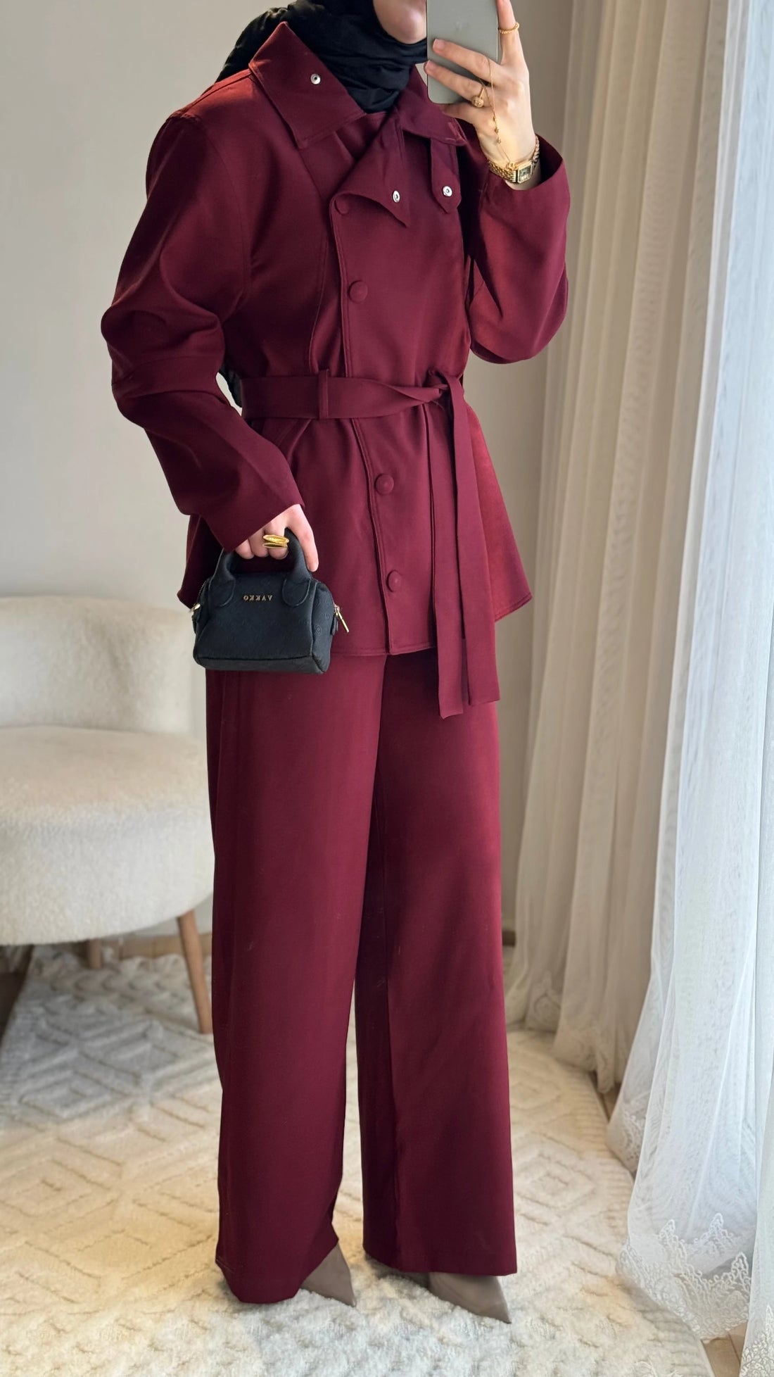 Viyana kruvaze takım bordo
