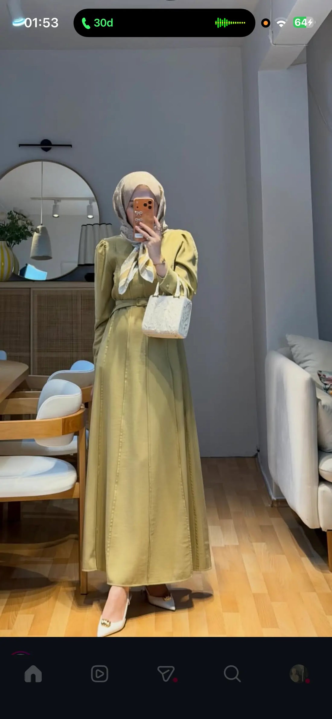 Çizgili elbise yeşil