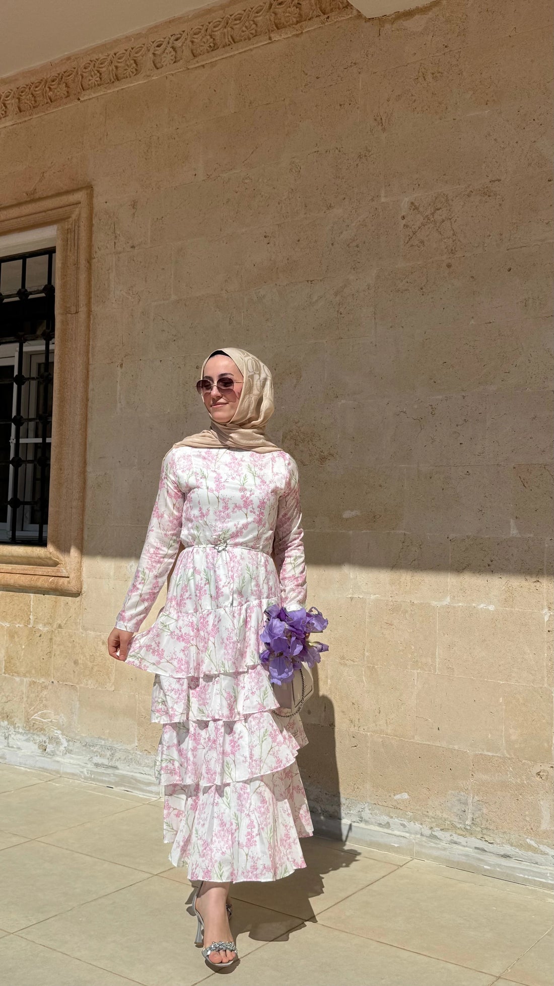 Luna kat kat elbise pembe