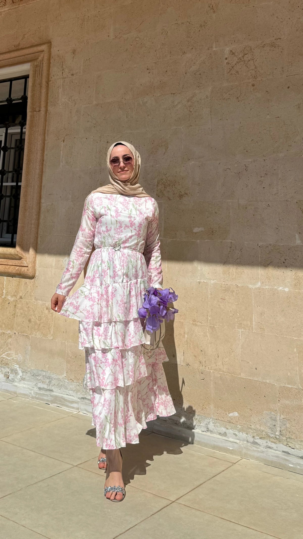 Luna kat kat elbise pembe